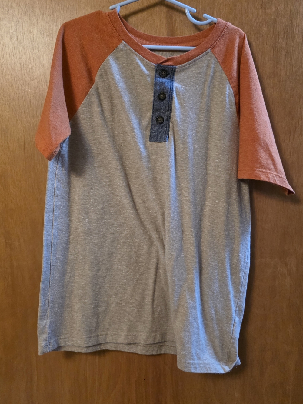 Cat & Jack Gray Henley Tee with Rust Raglan Sleeves